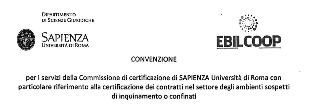 Convenzione EBILCOOP_LA SPIENZA - contratti lavoro ambienti sospetti